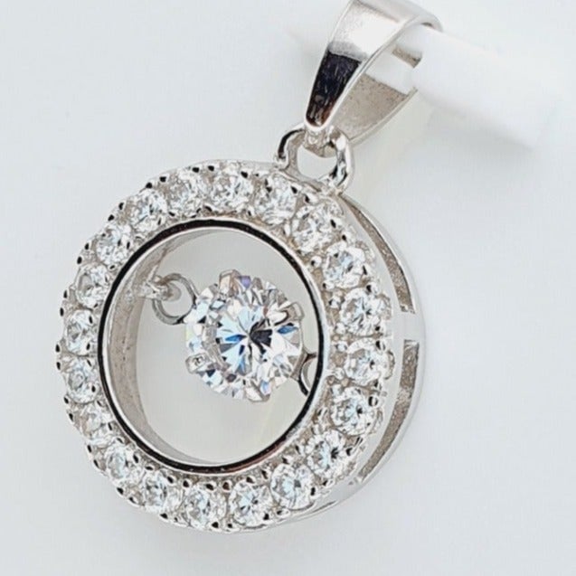 Gorgeous Open Rounded Pendant 925 Silver Simulated Diamond Pendant US925P1124