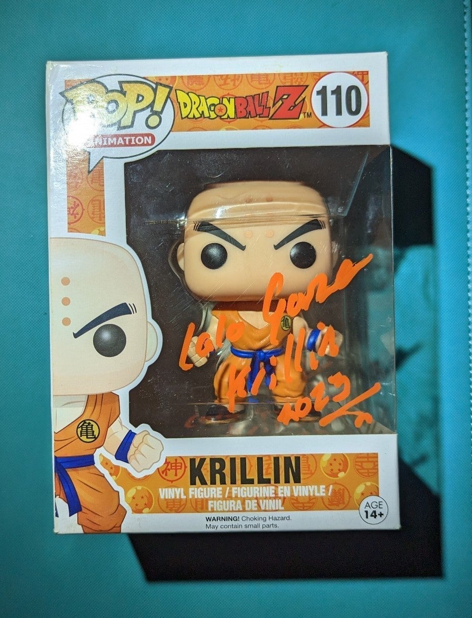 funko pop dbz krillin Spanish autograph dragon Ball z Mexican va