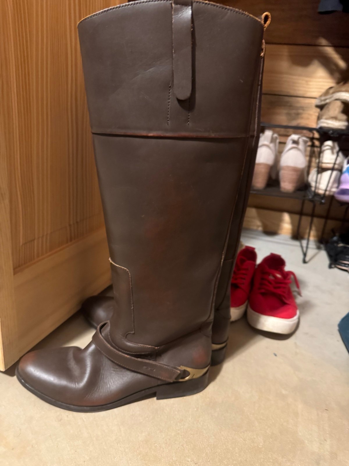 Golden Goose Riding Boots Women 6.5 Equestrian Knee High Leather Italian Brown