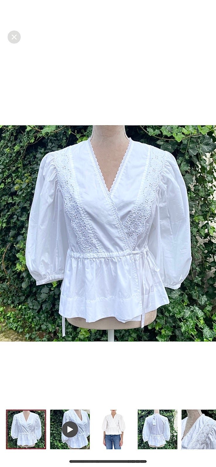 NWT! See By Chloe Eyelet Wrap Blouse in White/Size EU38