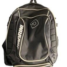 DeMARINI Baseball Softball Bag (Black) Backpack Adjustable. Bat pockets on sides