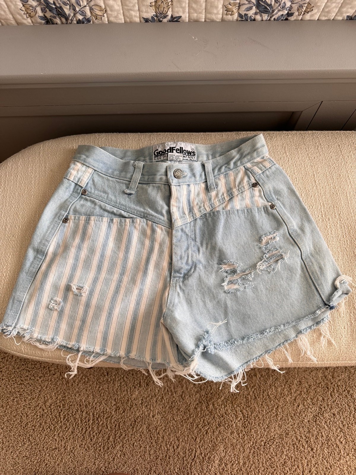 Vintage 90s GoodFellows Clothing Co. Striped Denim Jean Shorts, Woman’s 27
