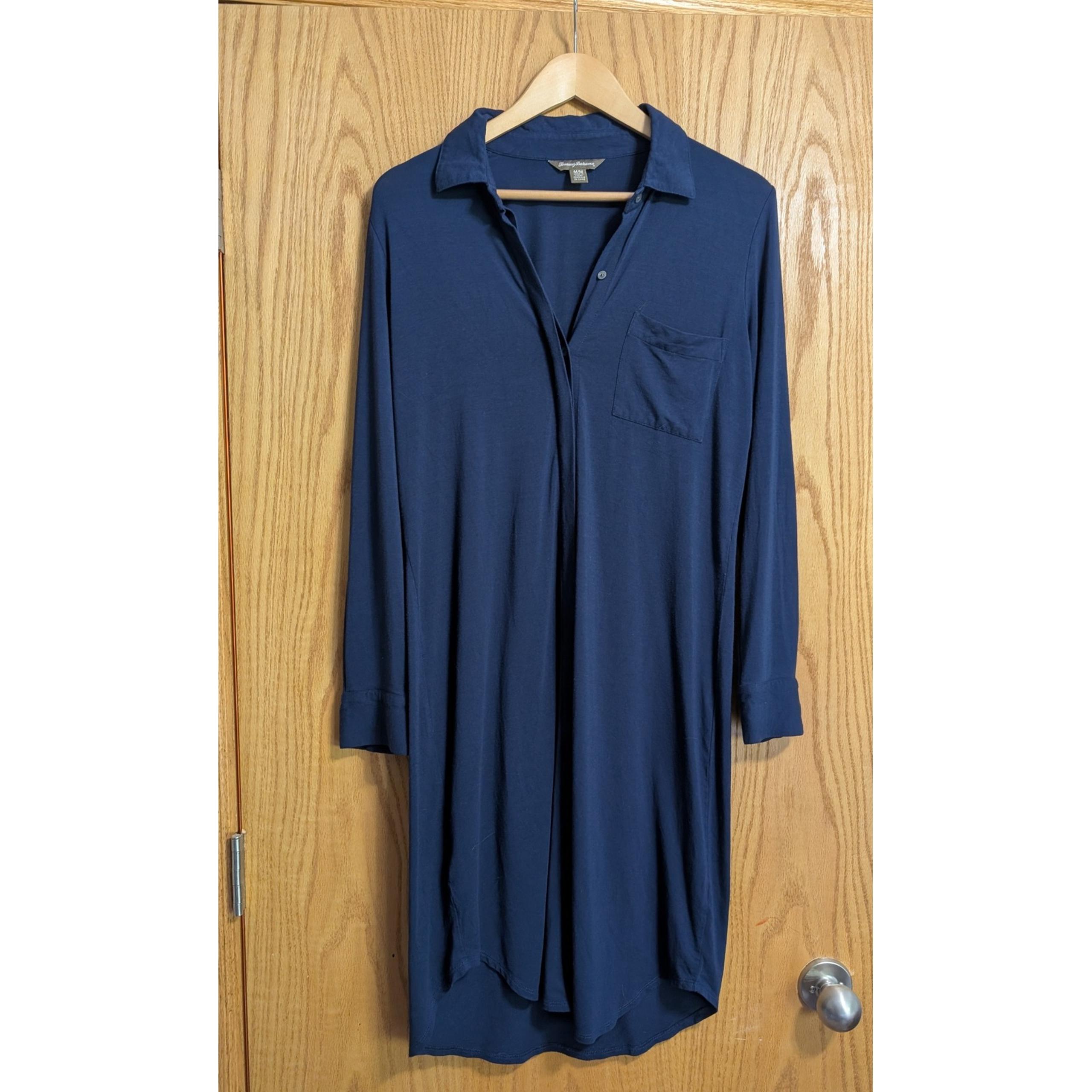 Tommy Bahama Shirt Dress Long Sleeve Collared Casual Navy Blue Size M/M