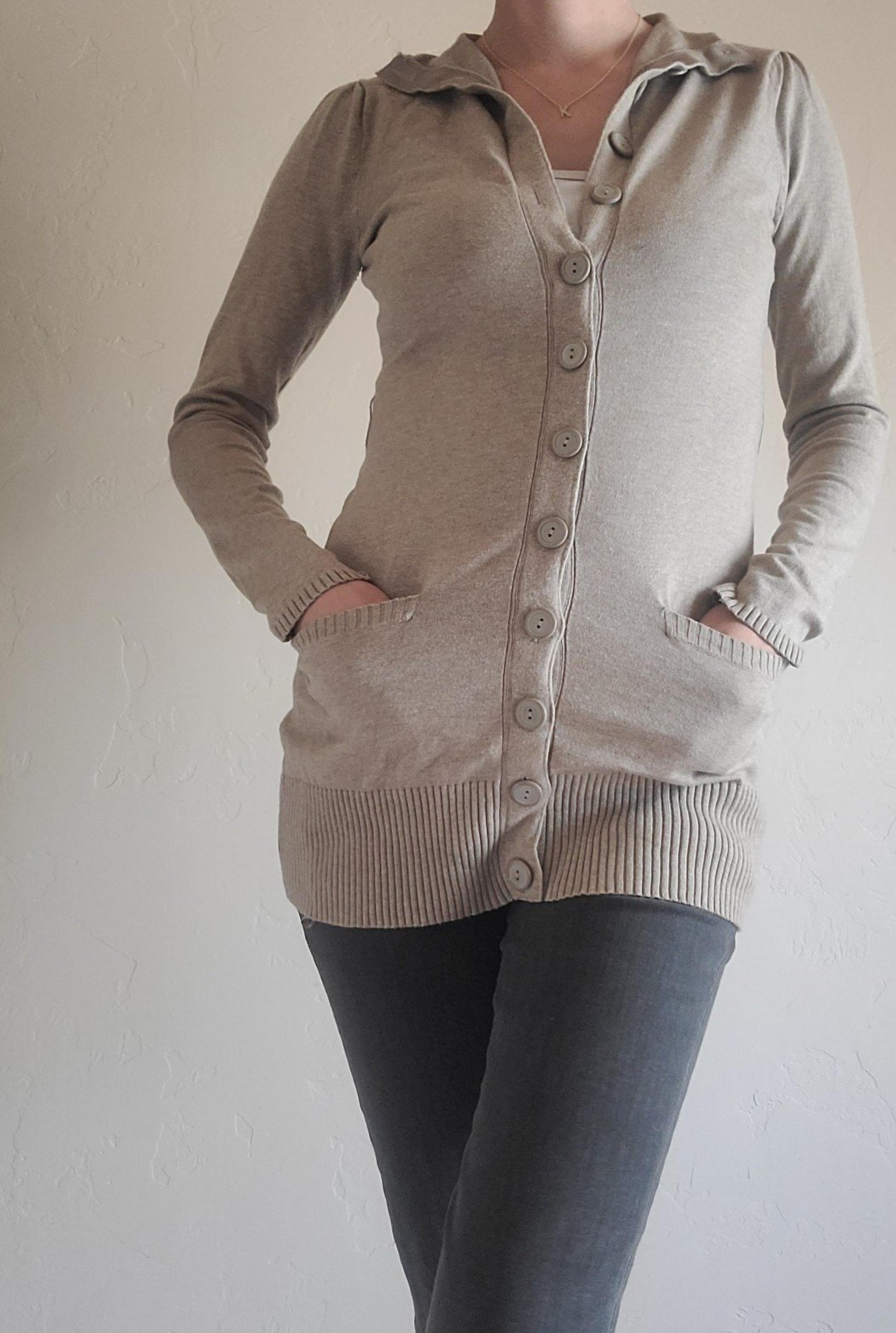 GUESS Womens Long Beige/Brown Cardigan Size Medium