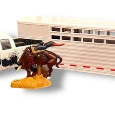 PBR Pickup Truck and Trailer w/ Bull & Rider Playset * Flawed