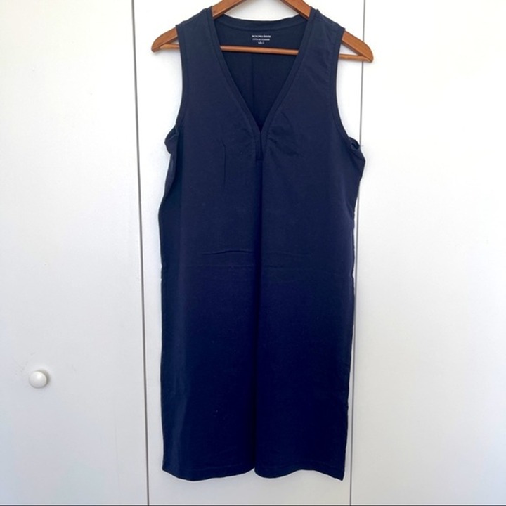 Women Dress t-shirt sleeveless blue Vneck Monoprix L