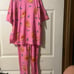 ASOS Design Christmas Reindeer Oversized Tee & Legging Pajamas Set Pink Size 2