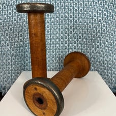 Beautiful Pair of Vintage Wood Textile Industrial Spools - Industrial Decor