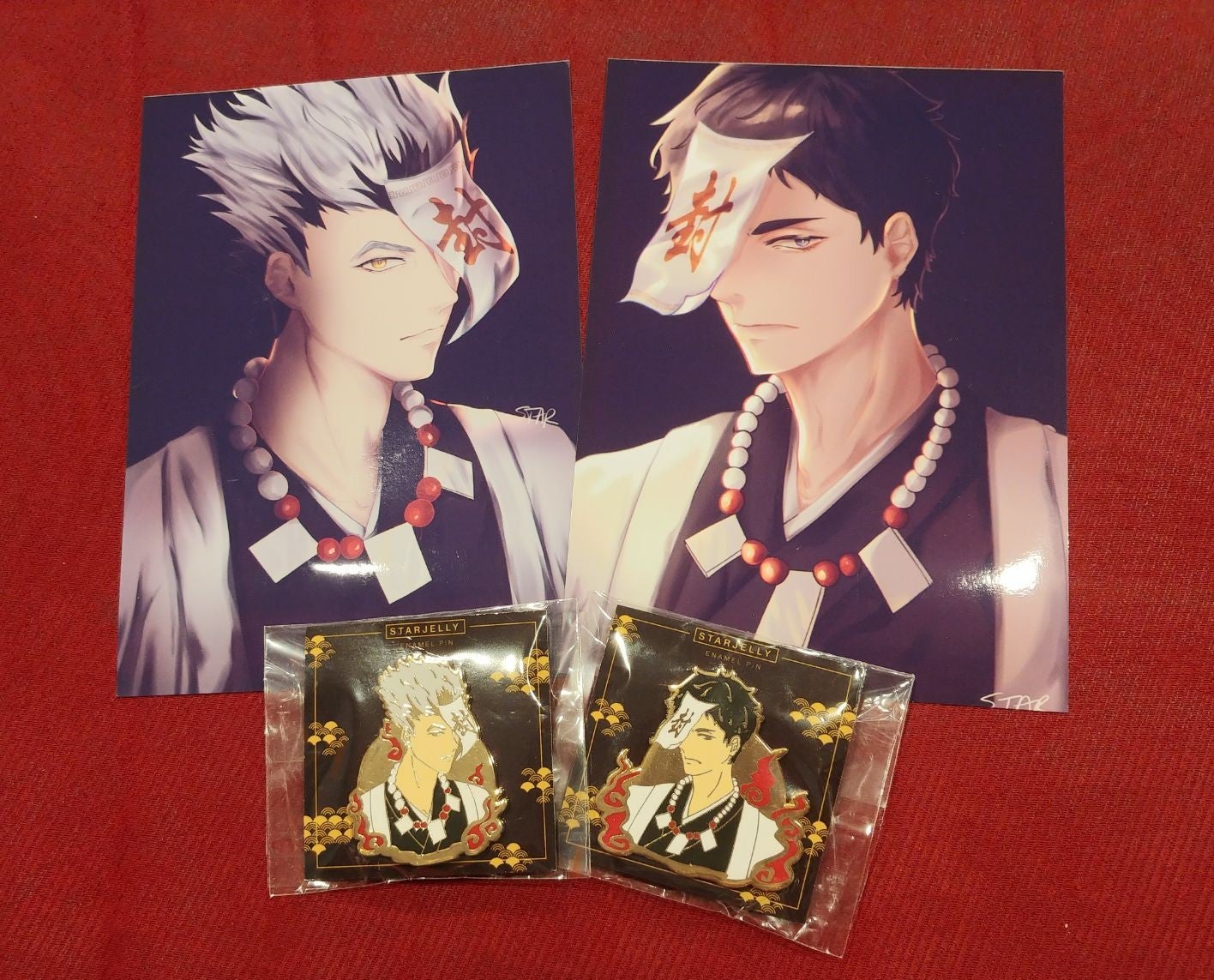 Bokuto & Akaashi Yokai Pin & Print Set