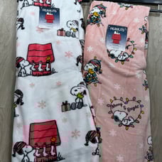 2 peanuts snoopy christmas blankets