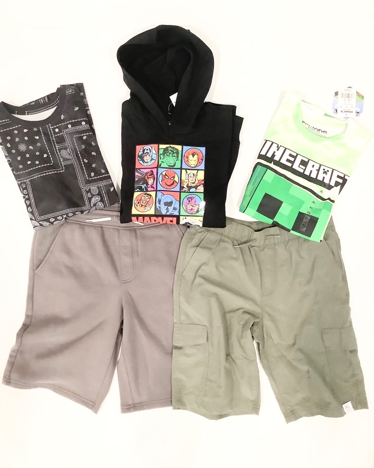 Boys 5 PCS Multi Brands Shorts Sweatshirt & Shirts 18/20