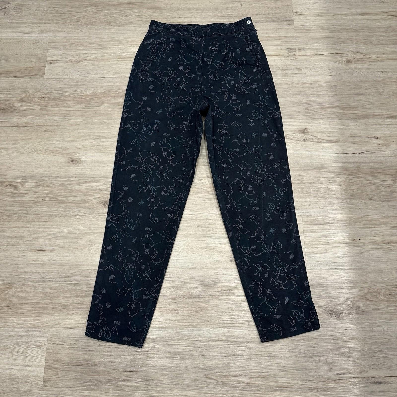 Vintage AOP Floral High Waisted Tapered Corduroy Pants Junior 9 Women (4-6)