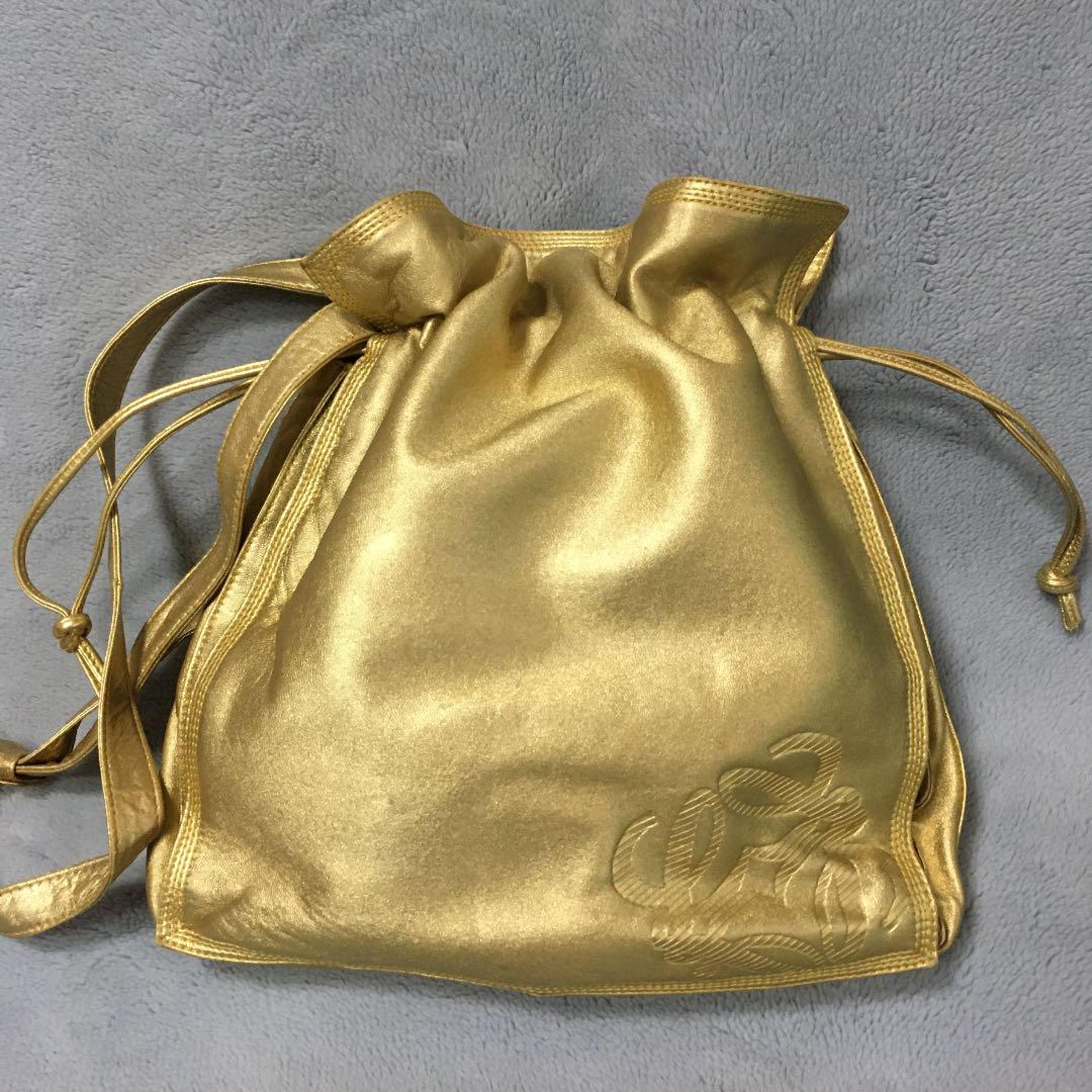 Loewe Flamenco Gold Drawstring Bag