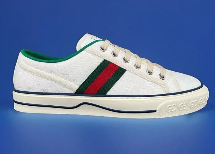 Gucci Tennis 1977 Women GG 625787 Monogram Sylvie Fabric Logo Sneakers EU 41