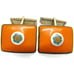 Orange Mosaic Enamel Cufflinks Rectangle Shirt Accessories Wedding Vintage
