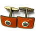 Orange Mosaic Enamel Cufflinks Rectangle Shirt Accessories Wedding Vintage