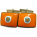 Orange Mosaic Enamel Cufflinks Rectangle Shirt Accessories Wedding Vintage