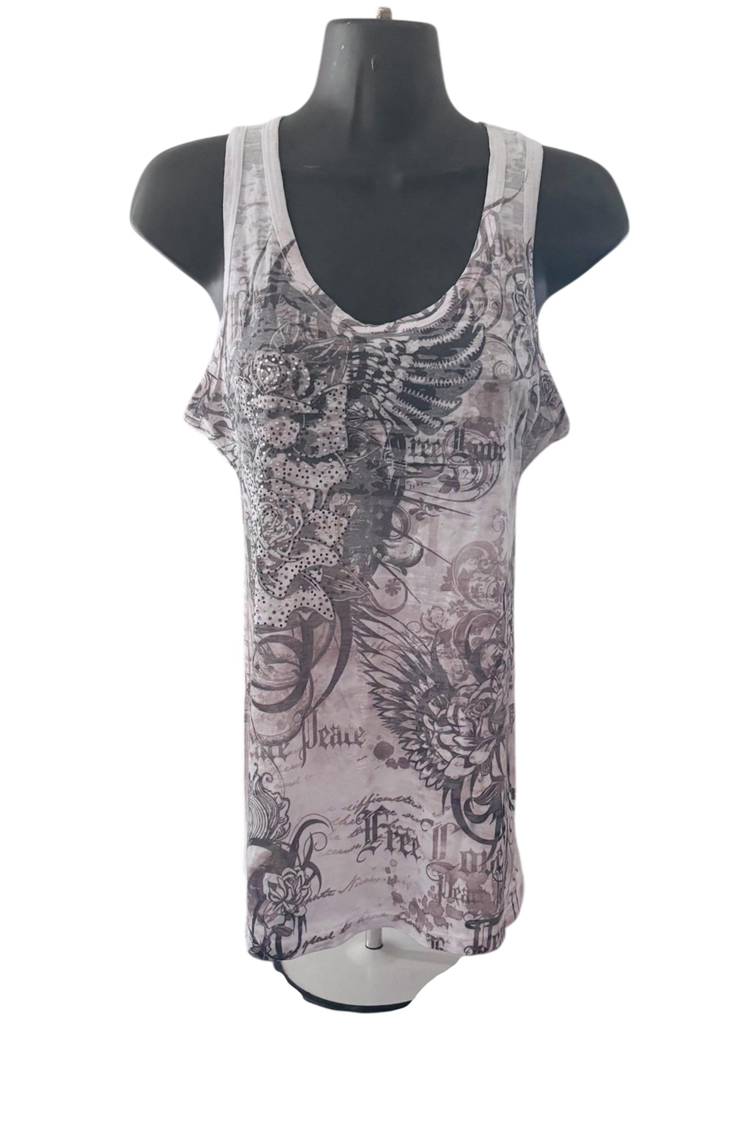 Robin K Front & Back Graphic Art Tank Top