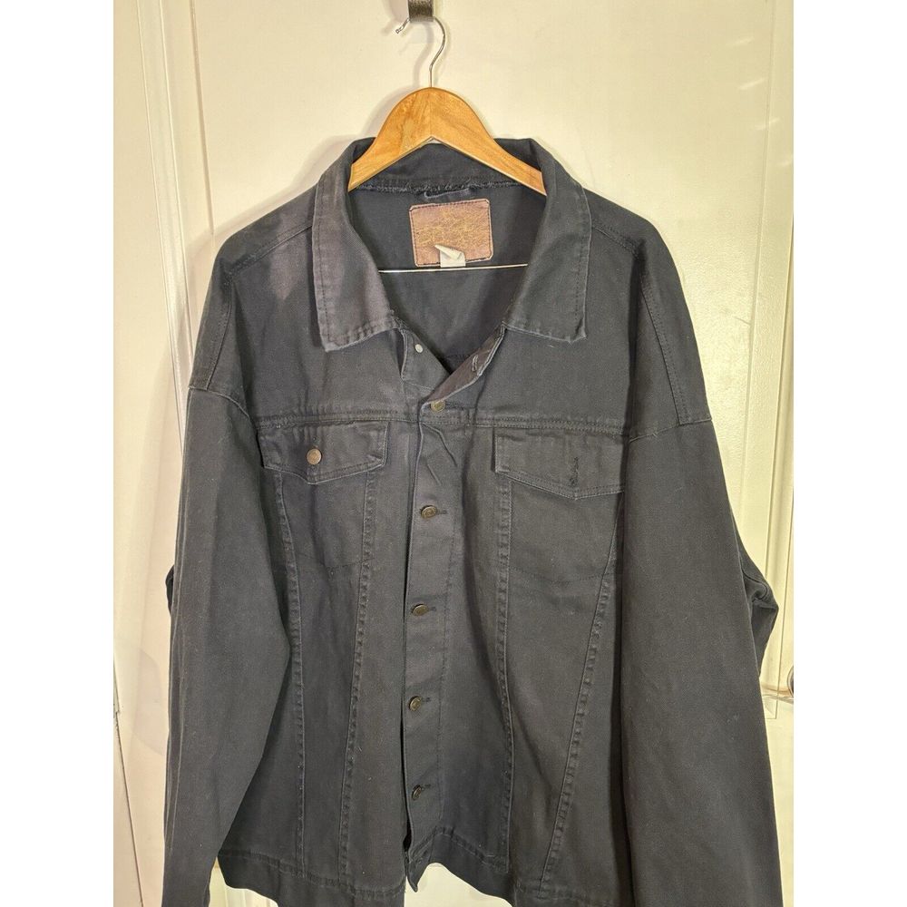 NY GB Mens Button Up Denim Jacket Size 6 Extra Large Pockets Biker Edgy Grunge