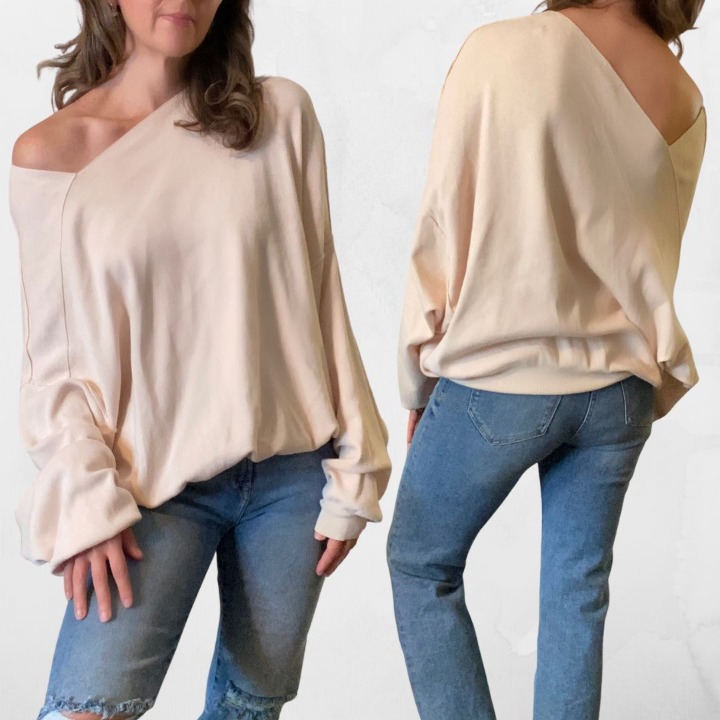 Umgee on sale Off The Shoulder Oversized Balloon Sleeve Sweater Pink Size Large