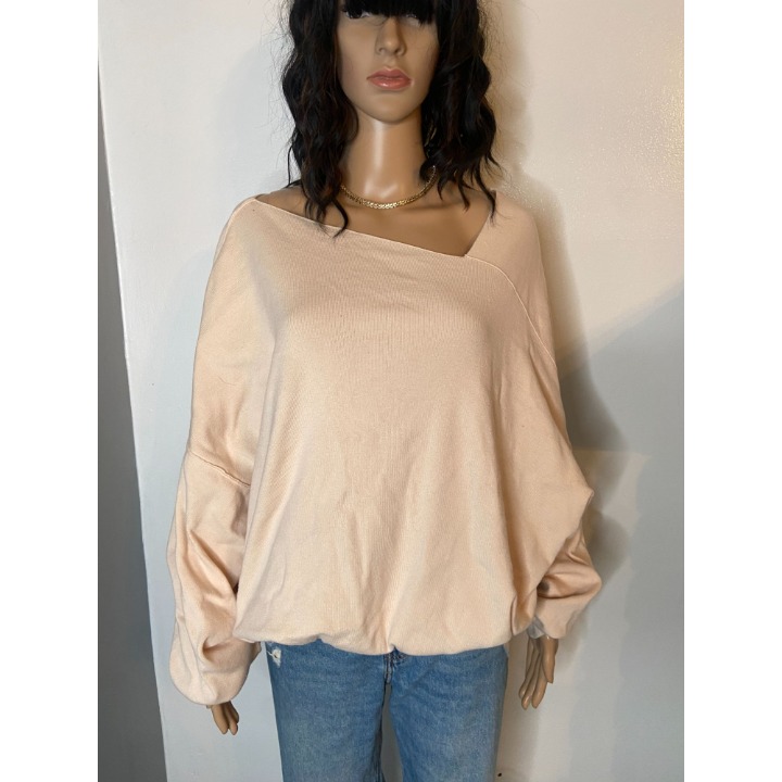 Umgee on sale Off The Shoulder Oversized Balloon Sleeve Sweater Pink Size Large