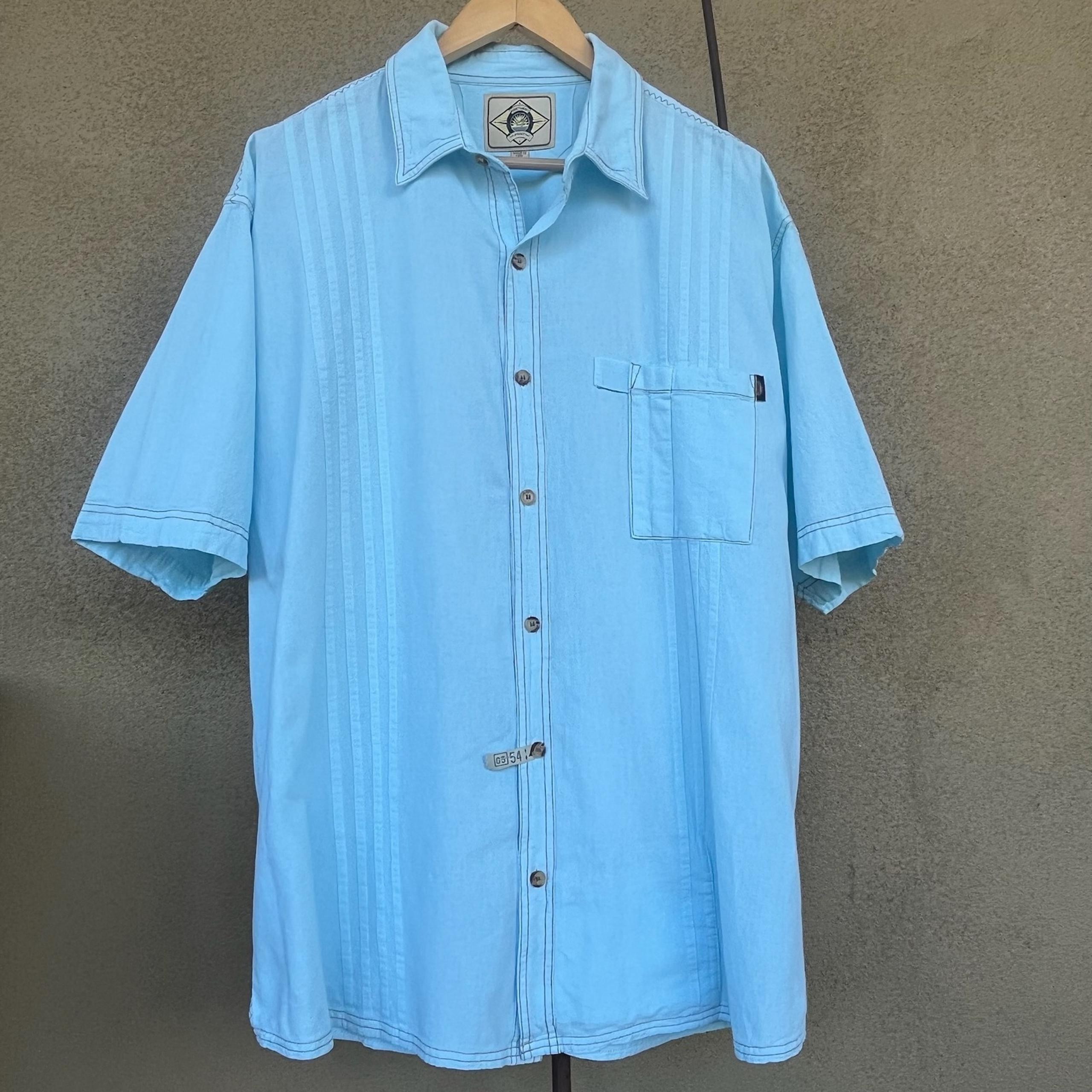 Scully Farthest Point Shirt 100% pale Blue Peruvian Cotton Button Up Size L