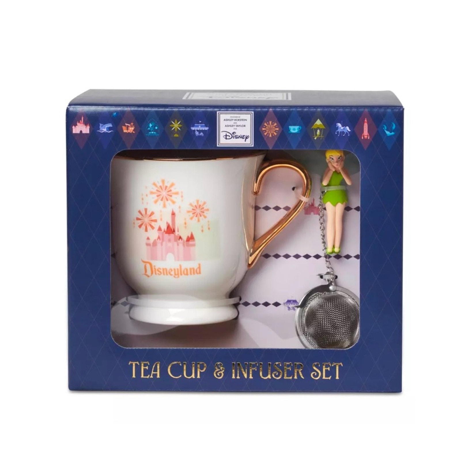 Disneyland Tea Cup and Tinker Bell Infuser Set New in Box