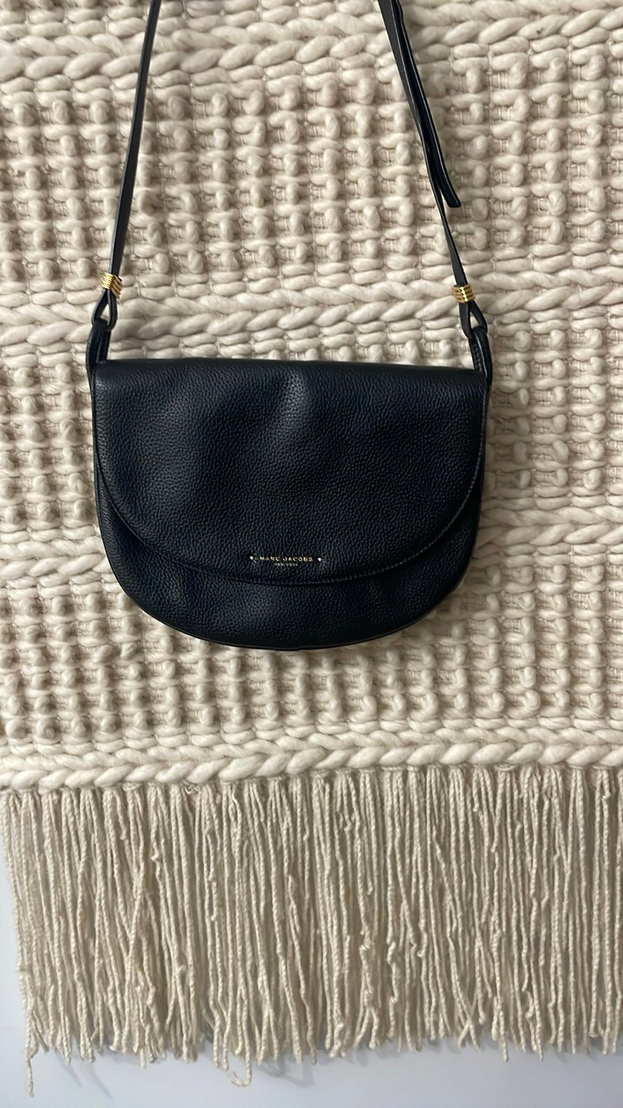 Marc Jacobs Large Supple Black Pebbled Leather Flap Top Messenger Crossbody Bag