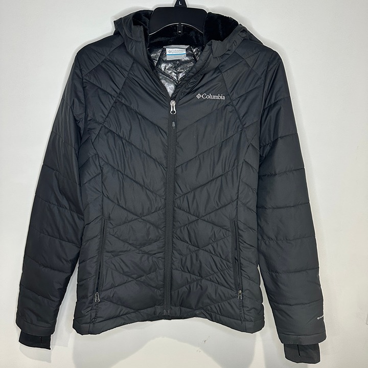 Columbia Black Women's OMNI-HEAT Winter Hooded Jacket Coat, Medium
