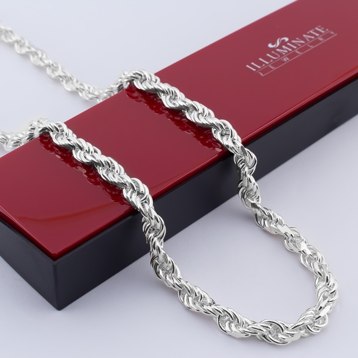 Men’s Necklace Solid Silver .925 Thick Rope Chain 6mm