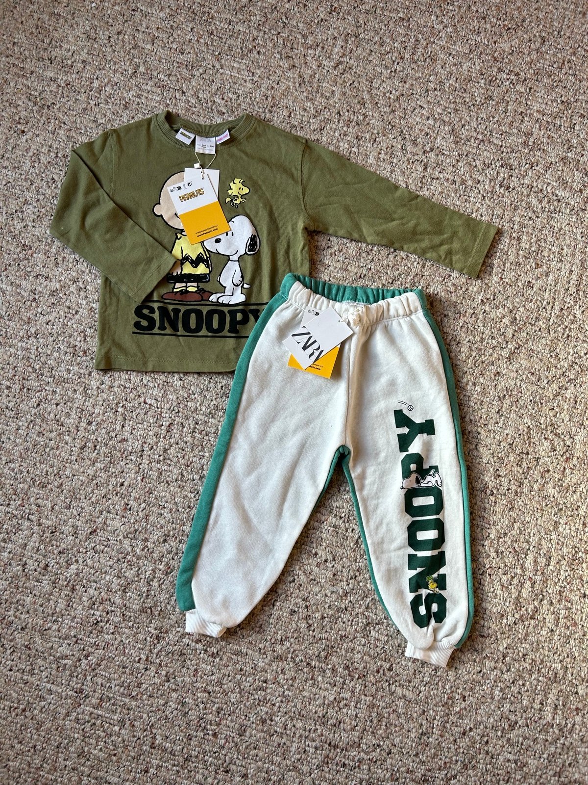 Zara kids boys set Disney SNOOPY PEANUTS T-SHIRT and pants 4 years