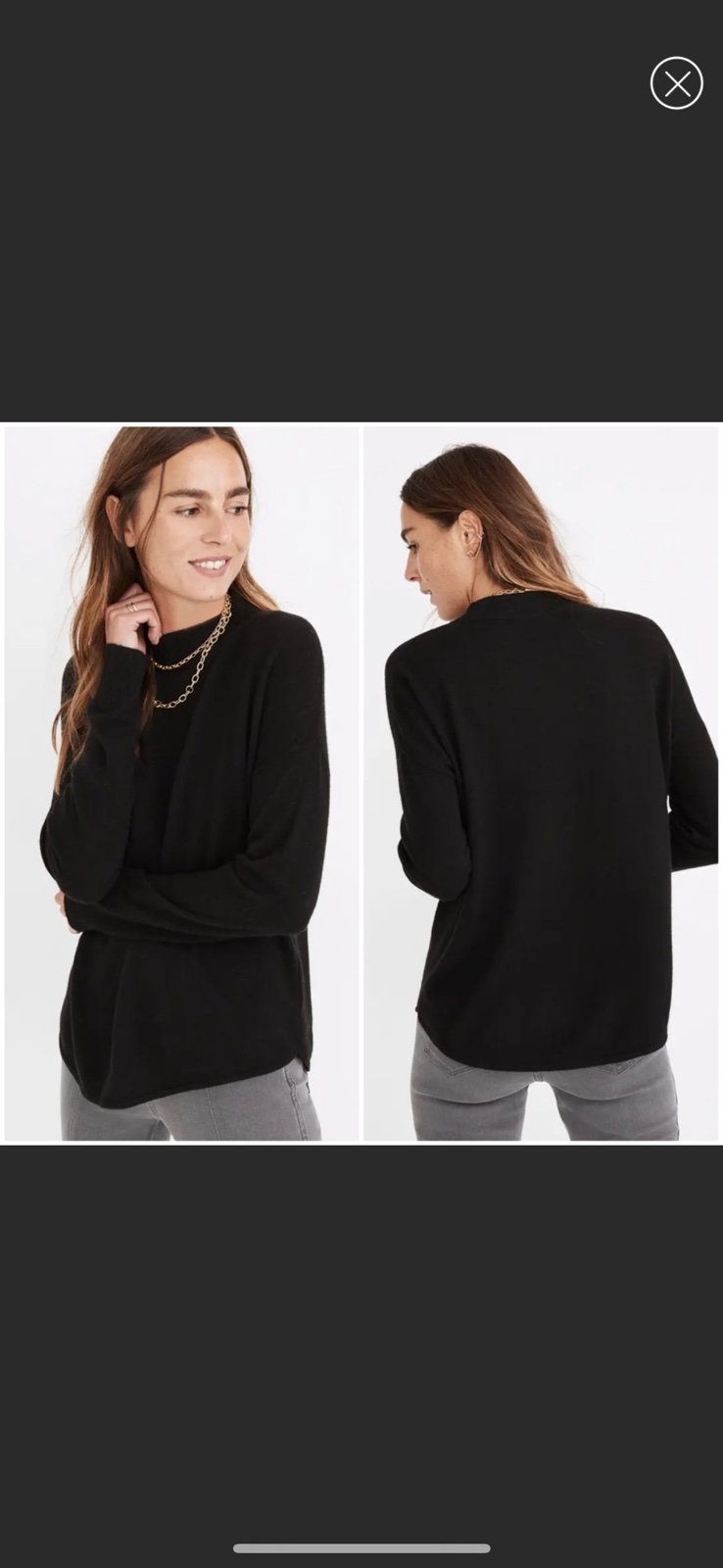NWT Madewell Mock Neck Sweater Black Color Size XS