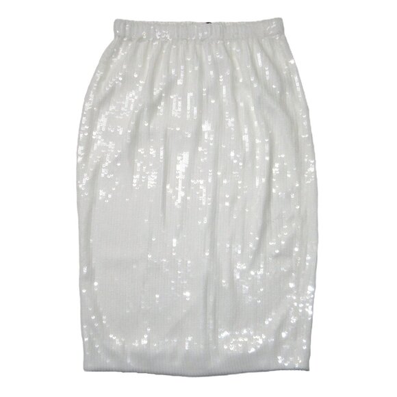 NWT J.Crew Collection Pull-on Midi in Natural White Allover Sequins Skirt S
