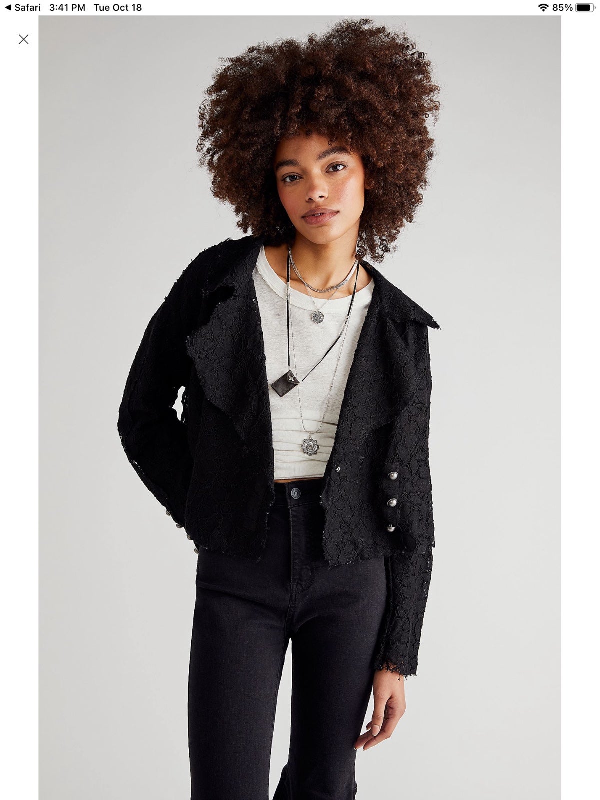 discount sales Black People Free New Amelia Small jacket cropped bed Lace Women discount sales Black People Free New Amelia Small jacket cropped bed Lace Women