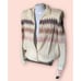 Vintage 80s WOMENS Cardigan Sweater zig zag stripe Cream S 2 4 NEW NWT