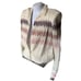 Vintage 80s WOMENS Cardigan Sweater zig zag stripe Cream S 2 4 NEW NWT