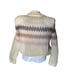 Vintage 80s WOMENS Cardigan Sweater zig zag stripe Cream S 2 4 NEW NWT