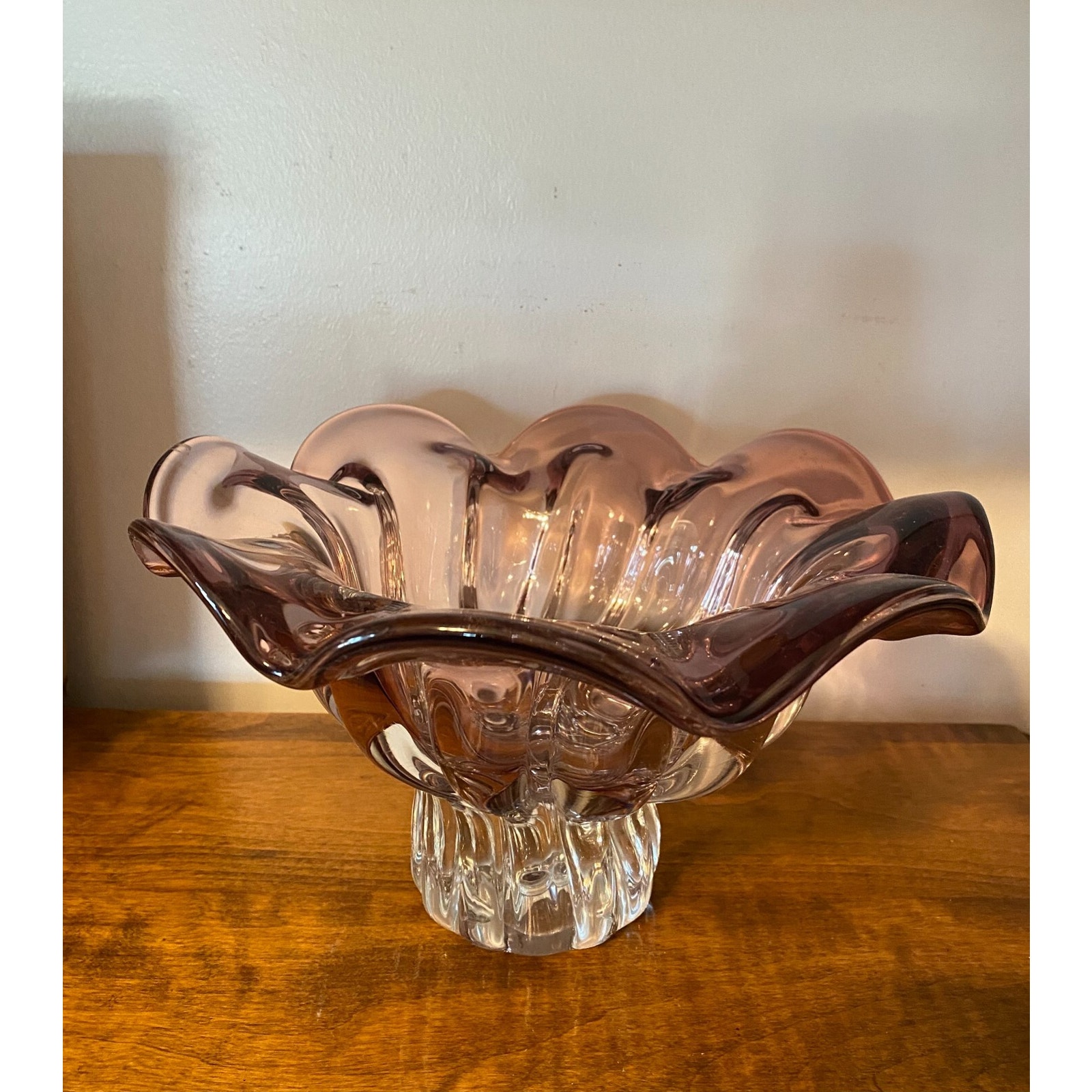 Shannon Freeform Crystal Collection Rose Centerpiece Bowl