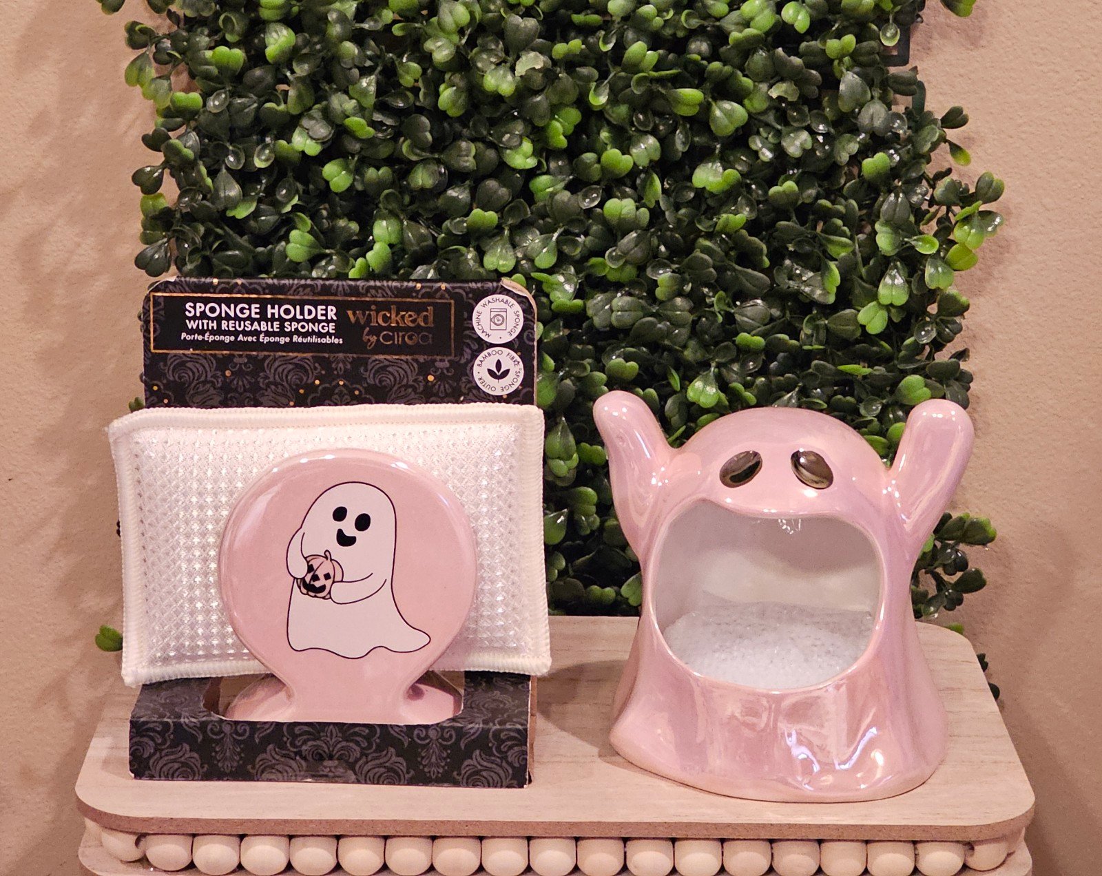Pink Ghost Ceramic Sponge Holders