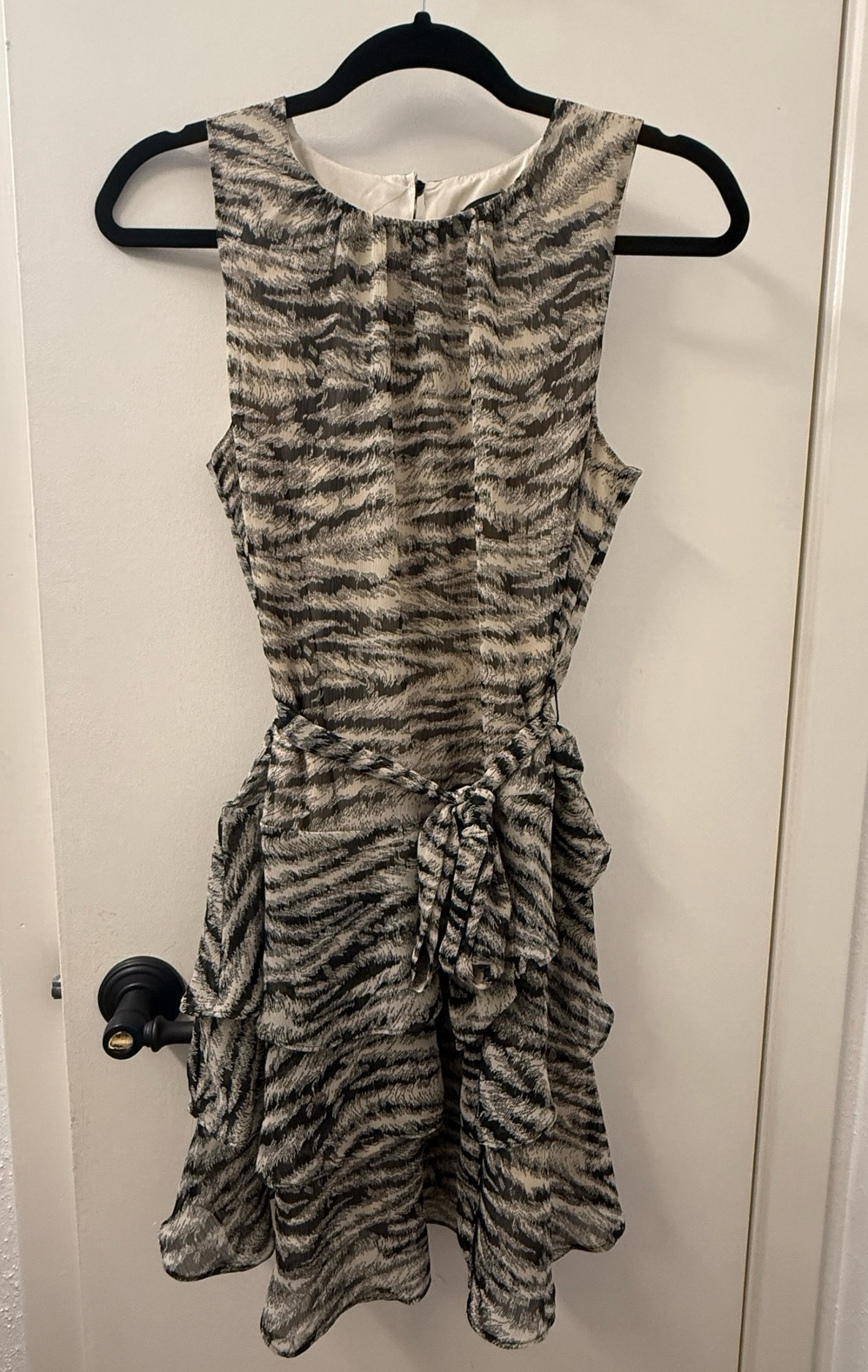 Express Sleeveless Zebra print tiered ruffle fit and flare dress size XS NWT