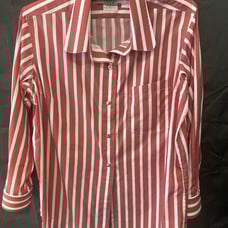 Vertical striped red color shirt, white and red lines, made in Japan, unused, long sleeve.