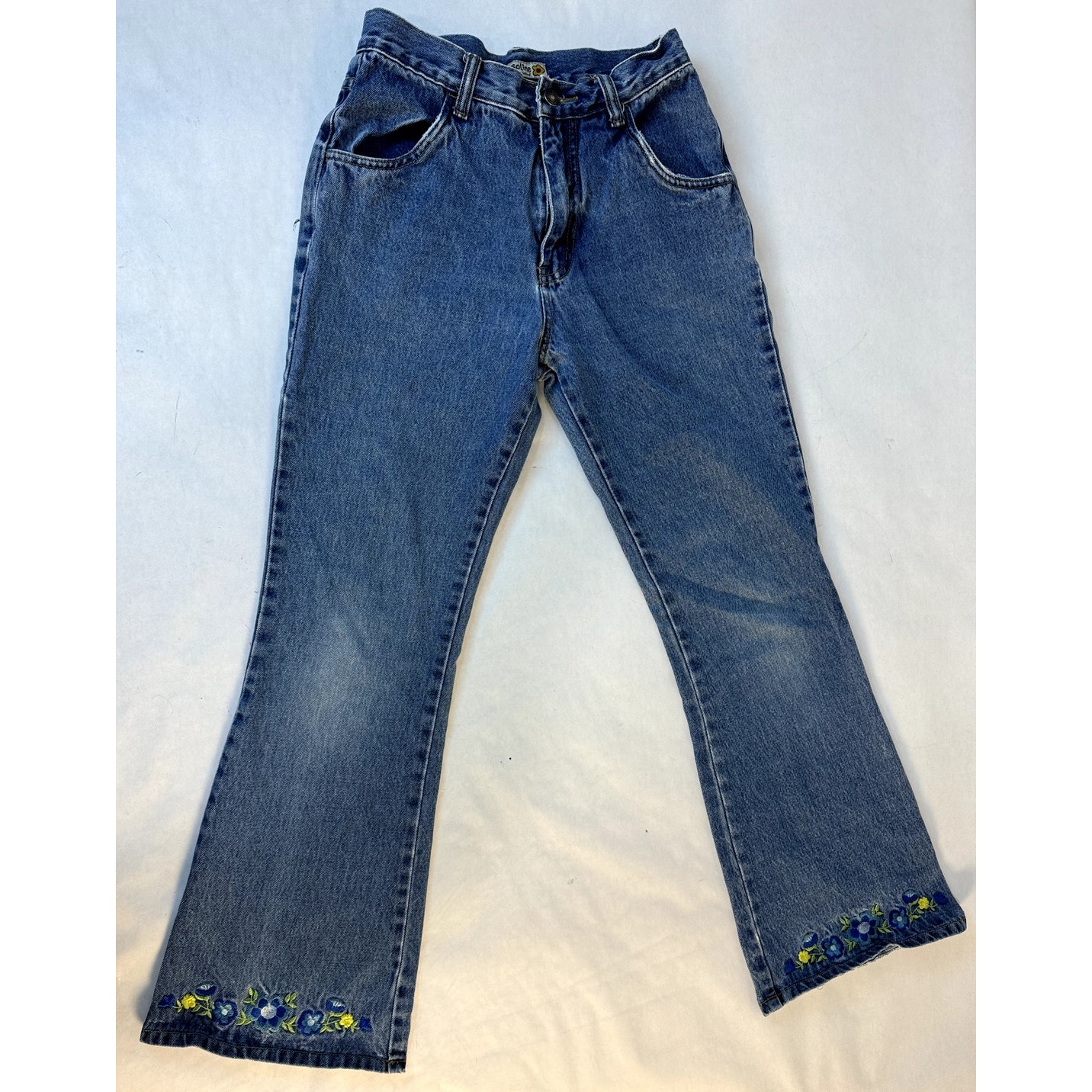 Vintage Embroidered Gasoline Jeans Floral 100% Cotton - Girls Size 14