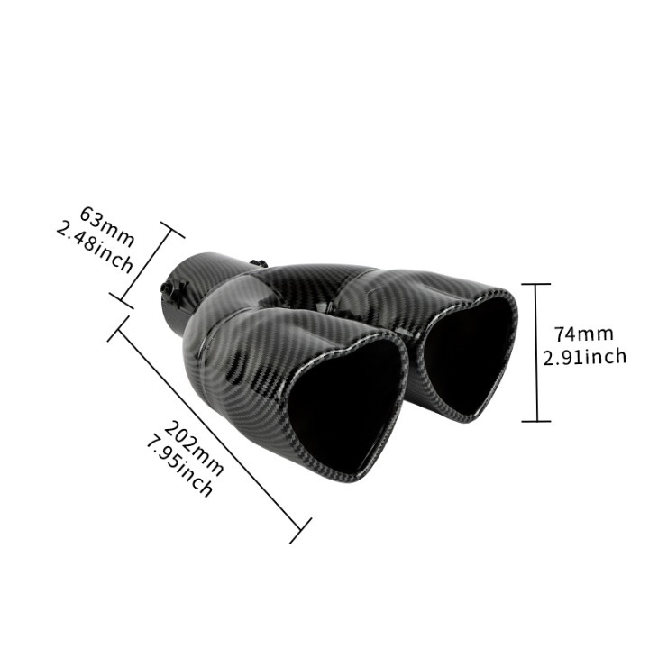 New Carbon Fiber Dual Heart Shaped Stainless Steel Car Exhaust Pipe Muffler Tip