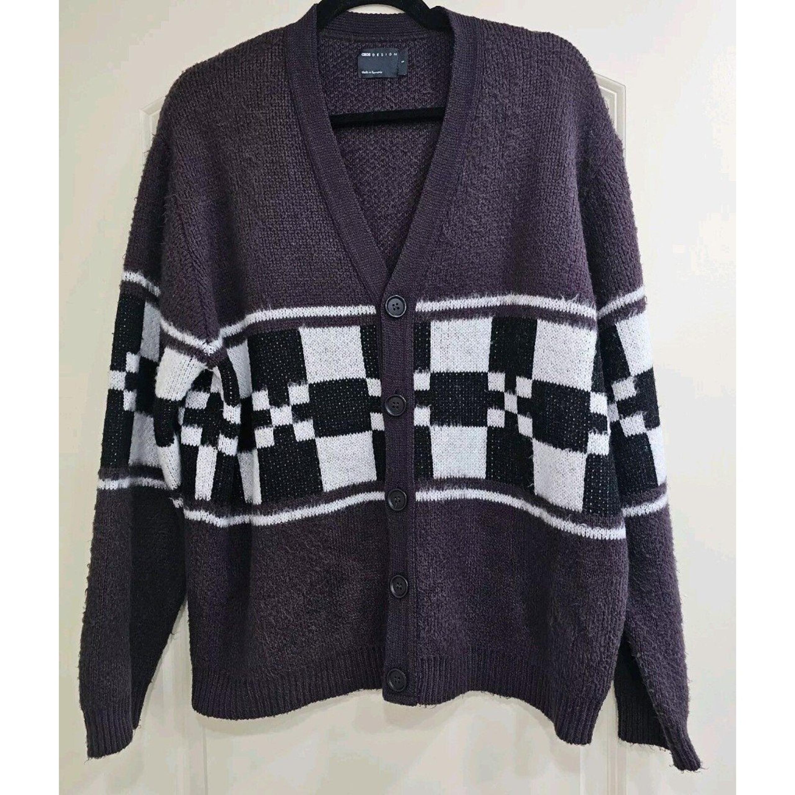 asos design Purple Small Oversized Button Cardigan Sweater