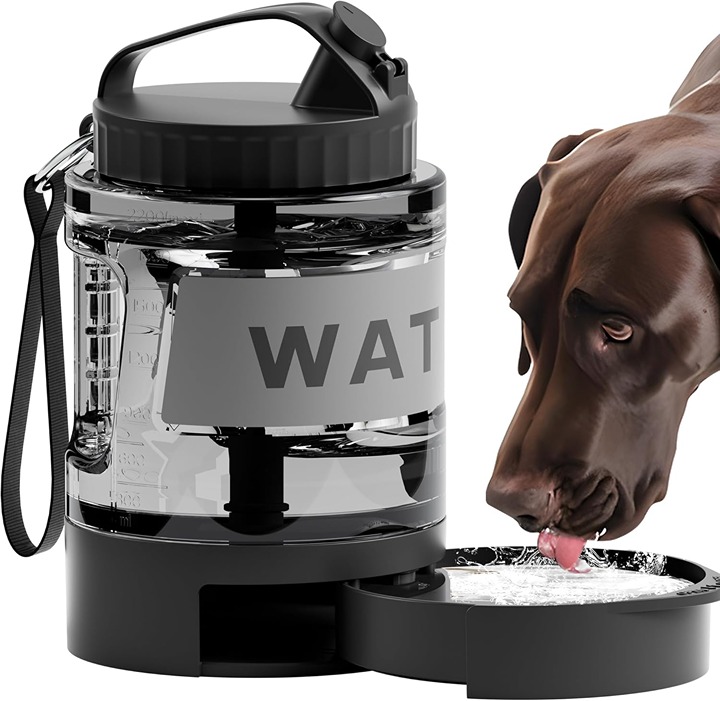 77oz Dog Water Bottle,Dog Camping Essentials Large Dog Water Bowl Dispenser with