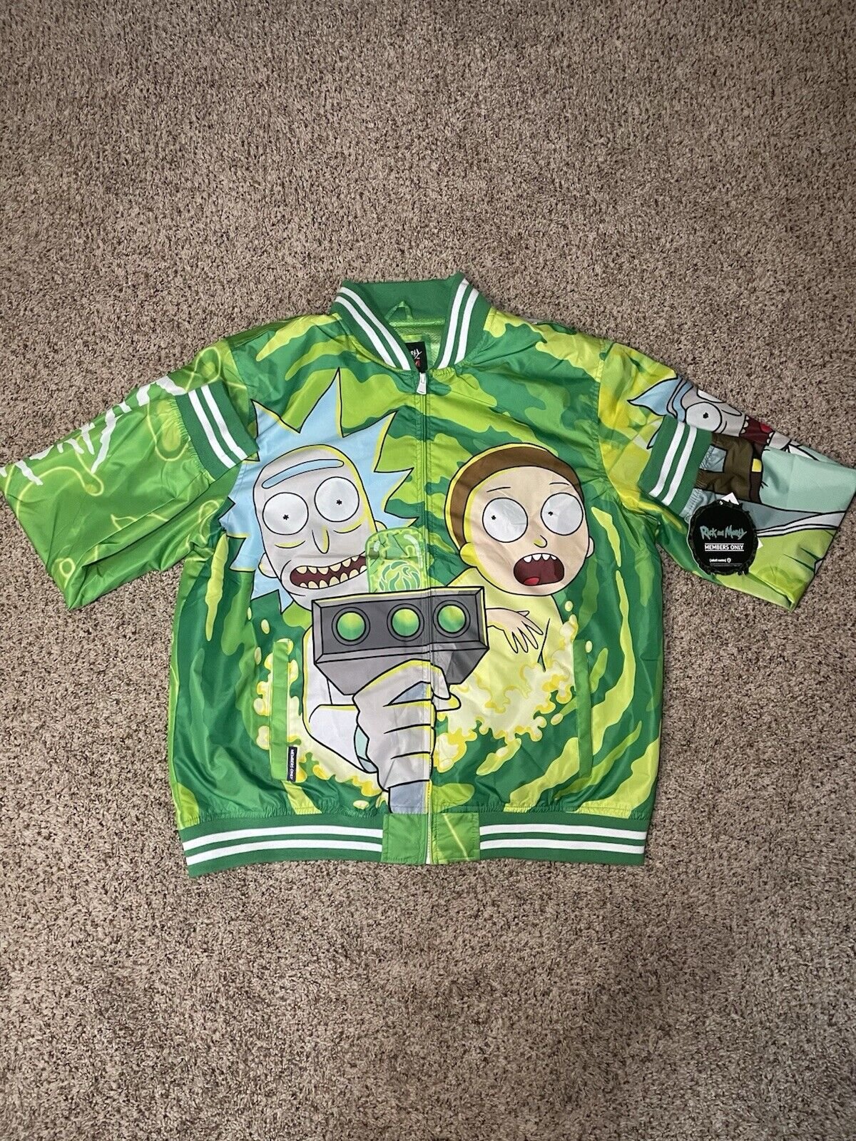 Rick and Morty Members Only Zip Up Windbreaker Jacket (XL)