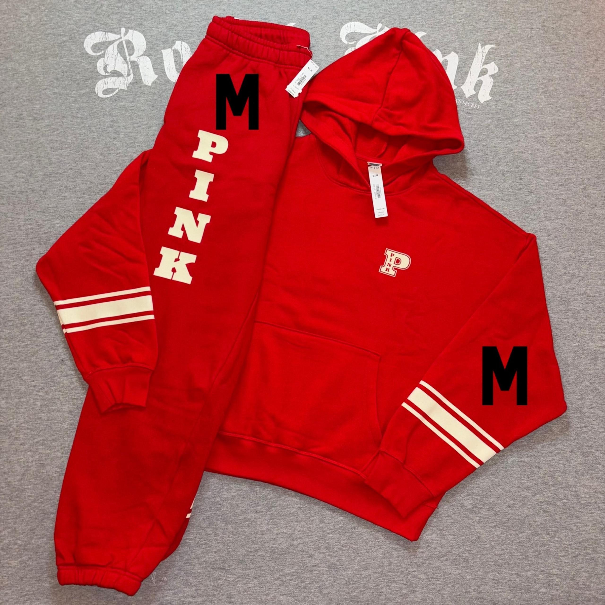 Victoria's Secret PINK NWT Bright Red Vermillion Matching Outfit Hoodie & Pants