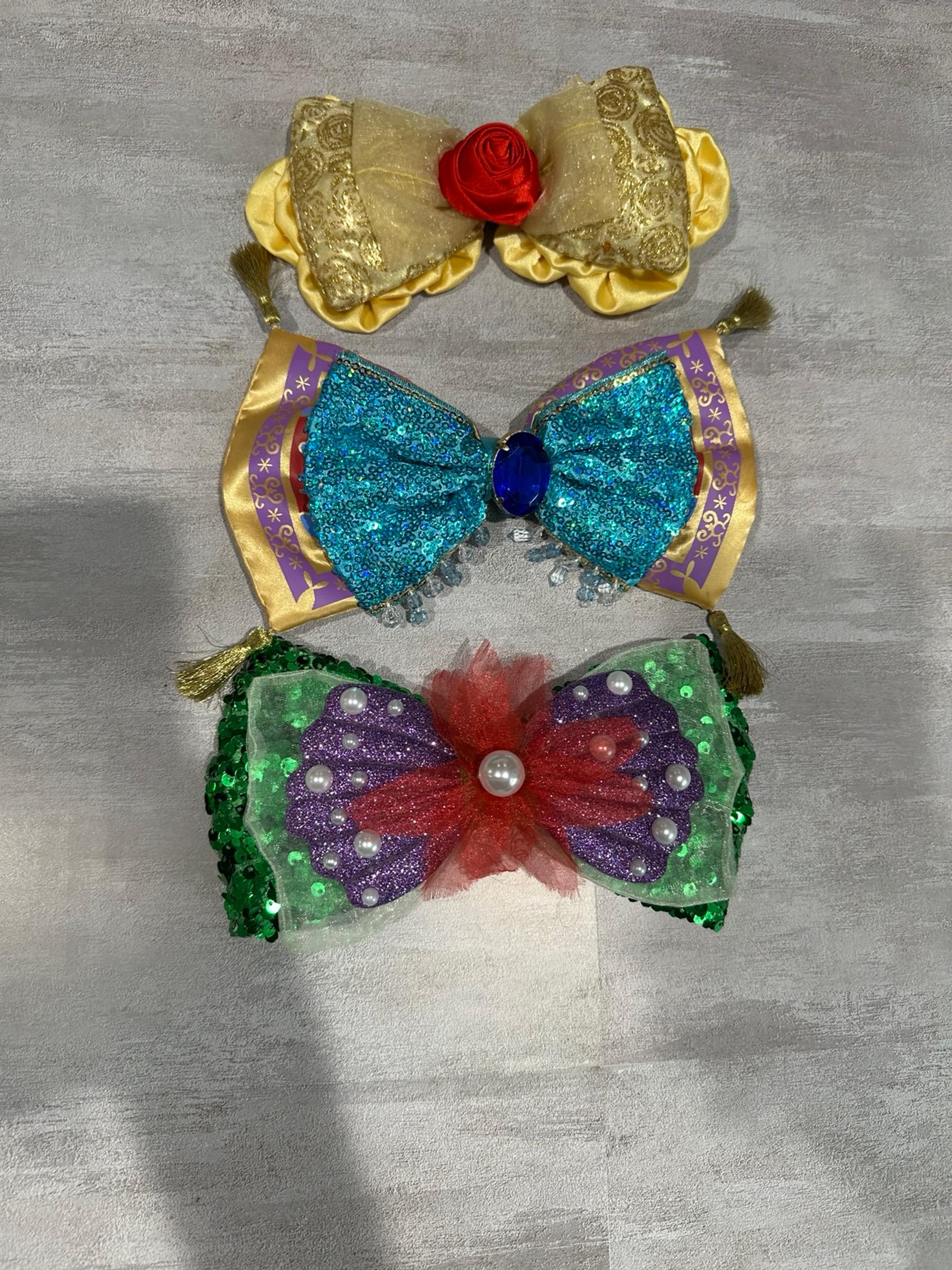 Disney Princess Hair Clip Bow Set – Belle, Jasmine & Ariel – Hot Topic Exclusive