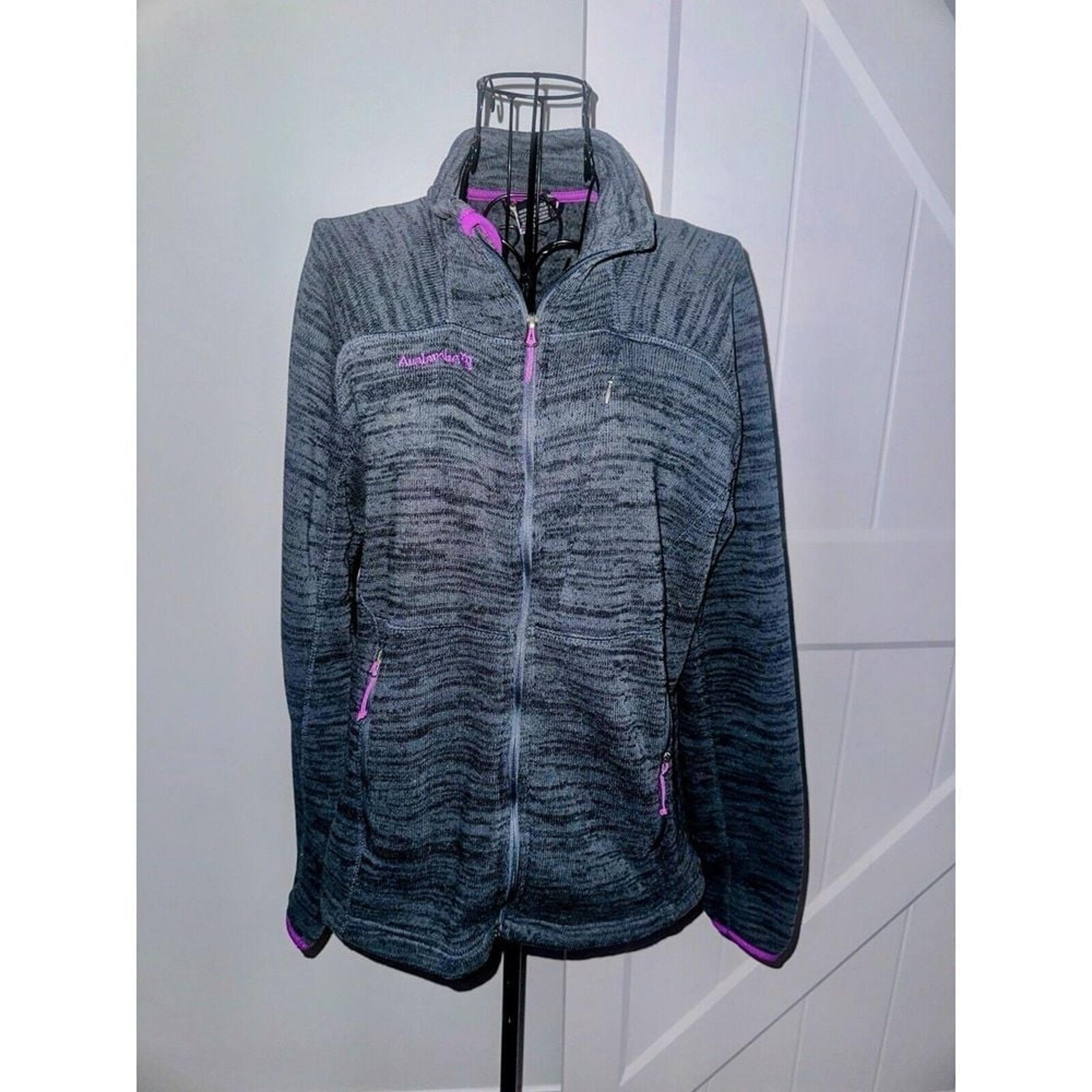 Avalanche Knit Women's Thermal Fleece Full Zip Jacket XL Purple Trim
