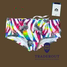 Arena men pink white Provenza Zebra low waist short trunk swimwear size 32